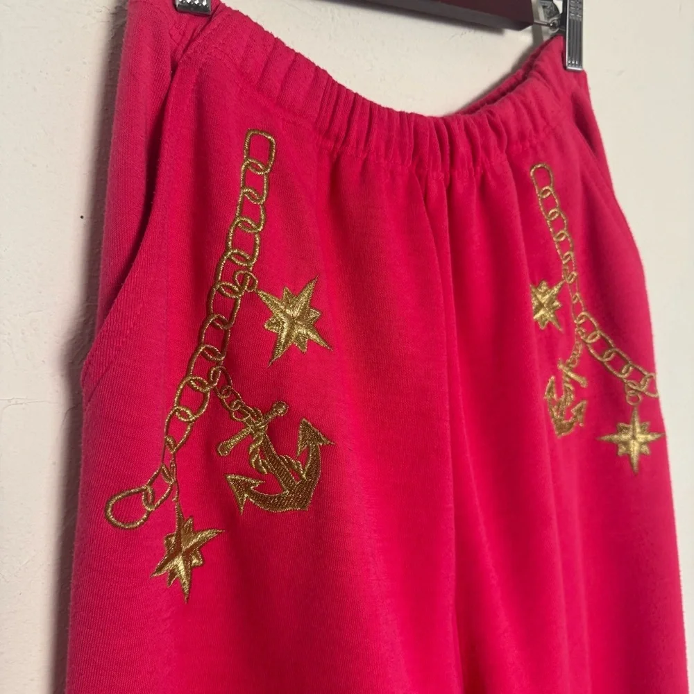 VINTAGE Hot Pink Escada Nautical Sweater &‎ Sweatpants Matching Set